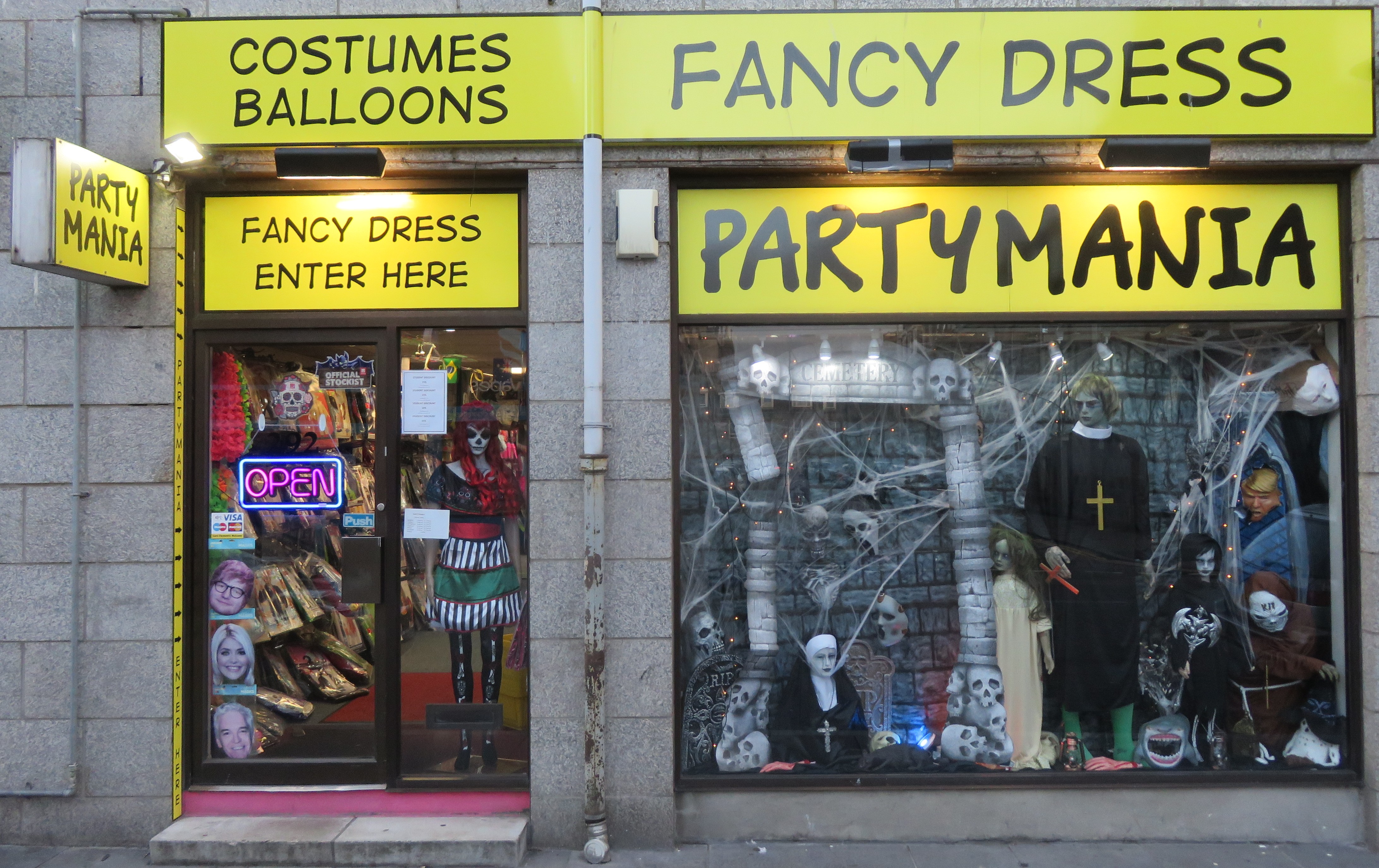 Partymania shop front at 292 George Street, Aberdeen